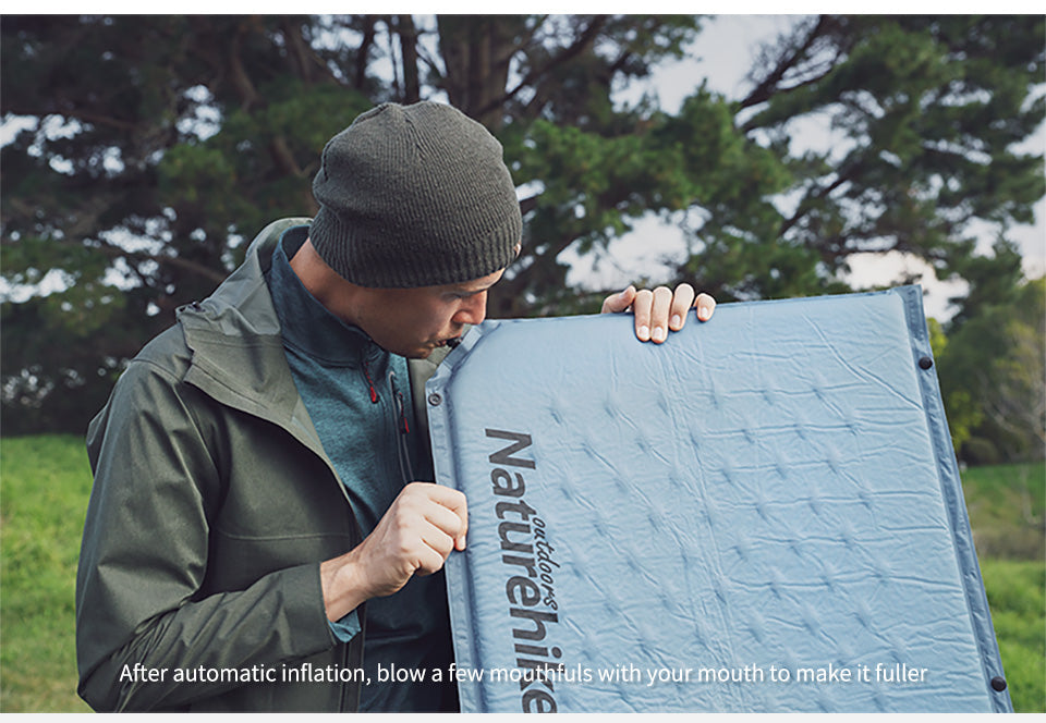 Q002露營自動充氣床墊(連枕頭) - 藍色